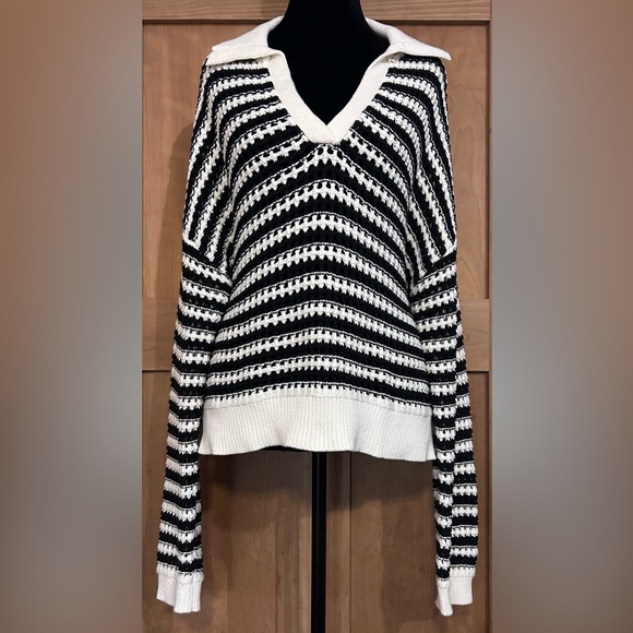 Workshop Republic Clothing Sweaters - Workshop Republic Clothing Black and White Striped Sweater